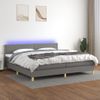 Cama Box Spring Con Colchón Y Led Tela Gris Oscuro 200x200 Cm