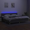 Cama Box Spring Con Colchón Y Led Tela Gris Oscuro 200x200 Cm