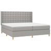 Cama Box Spring Con Colchón Tela Y Led Gris Claro 200x200 Cm