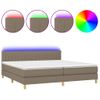 Cama Box Spring Con Colchón Led Tela Gris Taupe 200x200 Cm