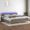 Cama Box Spring Con Colchón Led Tela Gris Taupe 200x200 Cm