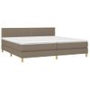 Cama Box Spring Con Colchón Led Tela Gris Taupe 200x200 Cm