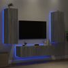 Muebles Tv Pared Con Led 6 Piezas Madera Ingeniería Gris Sonoma