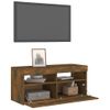 Mueble De Tv Con Luces Led Roble Ahumado 90x35x40 Cm