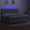 Cama Box Spring Con Colchón Tela Y Led Gris Claro 200x200 Cm