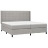 Cama Box Spring Con Colchón Tela Y Led Gris Claro 200x200 Cm