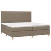 Cama Box Spring Colchón Y Luces Led Tela Gris Taupe 200x200 Cm