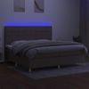 Cama Box Spring Colchón Y Luces Led Tela Gris Taupe 200x200 Cm