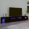 Mueble De Tv Con Luces Led Negro 260x36,5x40 Cm