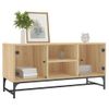 Mueble De Tv Con Puertas De Vidrio Roble Sonoma 102x37x50 Cm