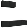 Set De Muebles Para Tv 3 Piezas Madera Contrachapada Negro