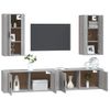 Set De Muebles Para Tv 4 Piezas Madera Contrachapada Gris Sonoma