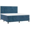 Cama Box Spring Colchón Y Led Terciopelo Azul Oscuro 180x200 Cm