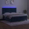 Cama Box Spring Colchón Y Led Terciopelo Azul Oscuro 180x200 Cm