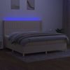 Cama Box Spring Colchón Y Luces Led Tela Crema 200x200 Cm