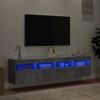 Muebles Tv De Pared Luces Led 2 Unidades Gris Hormigón 80x30x40 Cm