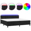 Cama Box Spring Colchón Y Led Terciopelo Negro 200x200 Cm