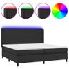 Cama Box Spring Colchón Y Led Cuero Sintético Negro 200x200 Cm