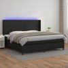 Cama Box Spring Colchón Y Led Cuero Sintético Negro 200x200 Cm