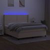 Cama Box Spring Colchón Y Luces Led Tela Crema 160x200 Cm