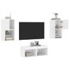 Muebles De Tv De Pared Con Luces Led 4 Piezas Blanco