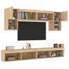 Muebles Tv Pared Con Led 6 Piezas Madera Ingeniería Roble Sonoma