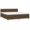 Cama Box Spring Con Colchón Led Tela Marrón Oscuro 180x200 Cm