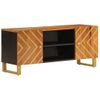 Mueble De Tv Madera Maciza Mango Marrón Y Negro 105x33,5x46 Cm