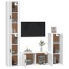 Set De Muebles De Tv 4 Piezas Madera Contrachapada Blanco Brillo