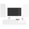 Set De Muebles De Tv 4 Piezas Madera Contrachapada Blanco Brillo