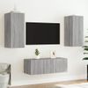 Muebles Tv Pared Con Led 4 Piezas Madera Ingeniería Gris Sonoma