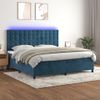 Cama Box Spring Colchón Y Led Terciopelo Azul Oscuro 200x200 Cm