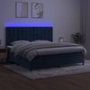 Cama Box Spring Colchón Y Led Terciopelo Azul Oscuro 200x200 Cm