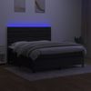 Cama Box Spring Colchón Y Luces Led Tela Negro 180x200 Cm