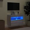 Mueble De Tv De Pared Con Luces Led Gris Sonoma 60x30x40 Cm