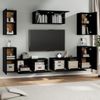 Set De Muebles Para Tv 7 Piezas Madera Contrachapada Negro