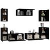 Set De Muebles Para Tv 7 Piezas Madera Contrachapada Negro