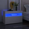 Mesita De Noche Con Luces Led Contrachapada Blanco 60x35x40 Cm