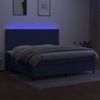 Cama Box Spring Colchón Y Luces Led Tela Azul 200x200 Cm