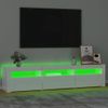 Mueble De Tv Con Luces Led Blanco Brillante 180x35x40 Cm