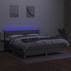 Cama Box Spring Con Colchón Tela Y Led Gris Claro 180x200 Cm