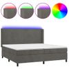 Cama Box Spring Colchón Y Led Terciopelo Gris Oscuro 200x200 Cm