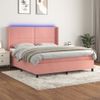 Cama Box Spring Colchón Y Led Terciopelo Rosa 180x200 Cm