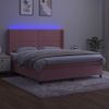 Cama Box Spring Colchón Y Led Terciopelo Rosa 180x200 Cm