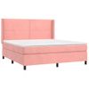 Cama Box Spring Colchón Y Led Terciopelo Rosa 180x200 Cm