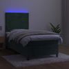 Cama Box Spring Colchón Y Led Terciopelo Verde Oscuro 90x190 Cm