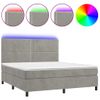 Cama Box Spring Colchón Y Led Terciopelo Gris Claro 180x200 Cm