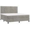 Cama Box Spring Colchón Y Led Terciopelo Gris Claro 180x200 Cm