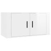 Mueble Para Tv De Pared Blanco Brillante 80x34,5x40 Cm