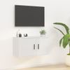 Mueble Para Tv De Pared Blanco Brillante 80x34,5x40 Cm